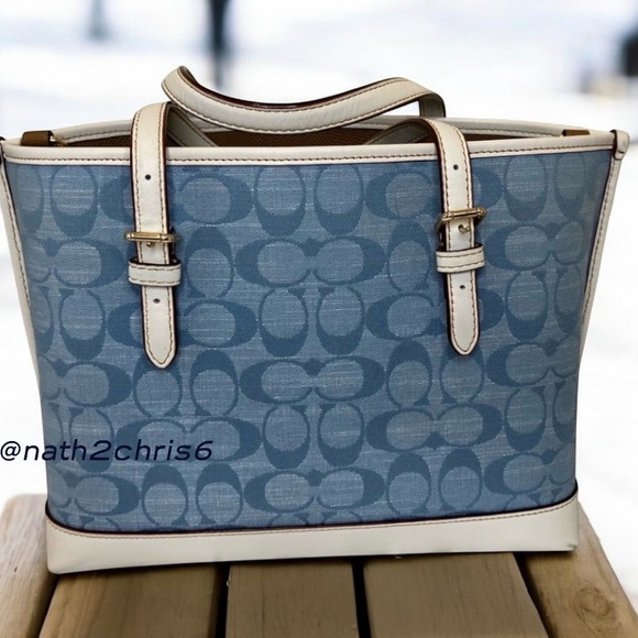 Coach Mollie 25 Tote Bag In Signature Chambray. - Picture 4 of 15